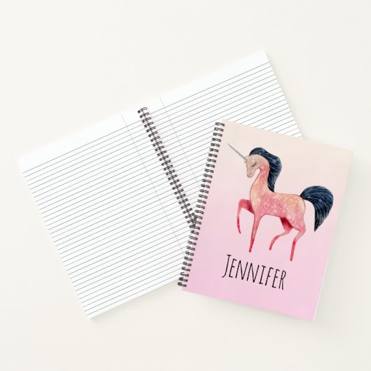 ブラックマネ付きピンクの北欧ユニコーン ノートブック (内部)