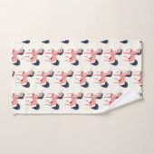 ブラックマネ付きピンクの北欧ユニコーン バスタオルセット (ハンドタオル)