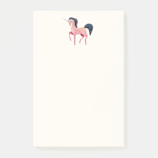 ブラックマネ付きピンクの北欧ユニコーン ポストイット (正面)