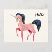 ブラックマネ付きピンクの北欧ユニコーン ポストカード (正面)