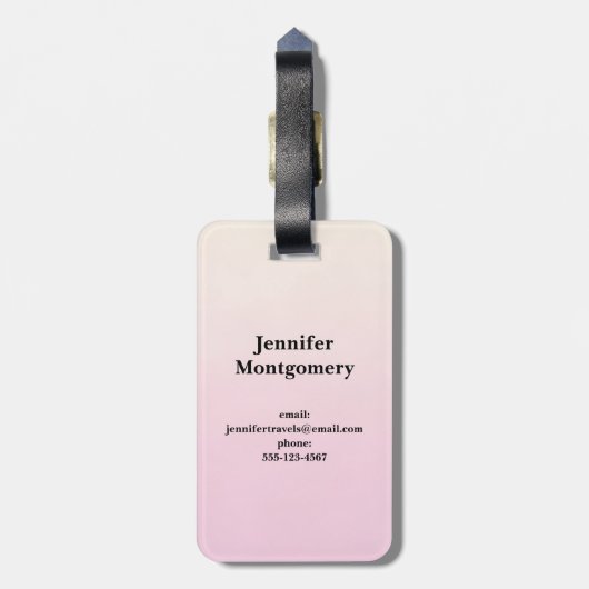 ブラックマネ付きピンクの北欧ユニコーン ラゲッジタグ (裏面縦)