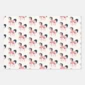 ブラックマネ付きピンクの北欧ユニコーン ラッピングペーパーシート (正面)