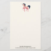 ブラックマネ付きピンクの北欧ユニコーン 便箋 (正面)