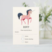 ブラックマネ付きピンクの北欧ユニコーン 出欠カード (スタンド正面)