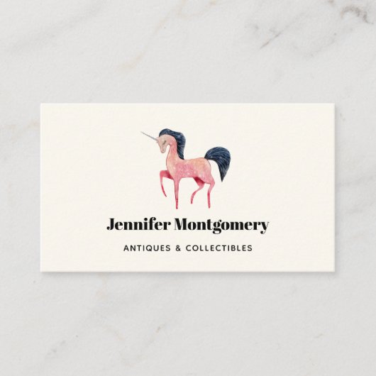 ブラックマネ付きピンクの北欧ユニコーン 名刺 (正面)