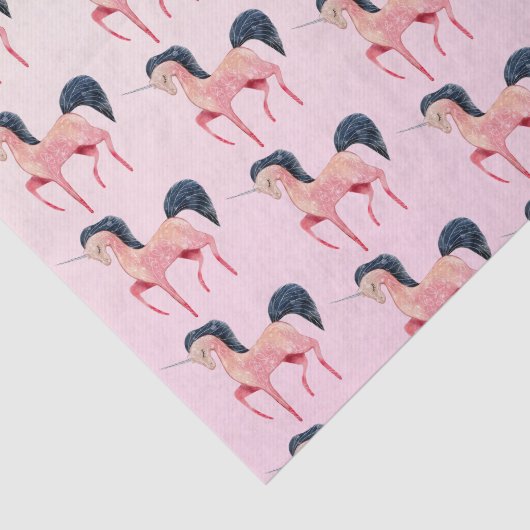 ブラックマネ模様のピンクの北欧ユニコーン 薄葉紙 (詳細)