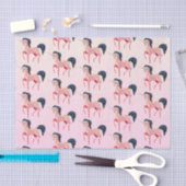 ブラックマネ模様のピンクの北欧ユニコーン 薄葉紙 (クラフト)