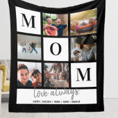 ブラックママカラーブロックフォトコラージュパーソナライズされた フリースブランケット