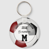 ブラックマルーンのサッカーチームのギフト女の子の男の子スポーツ キーホルダー (正面)