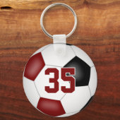 ブラックマルーンのサッカーチームのギフト女の子の男の子スポーツ キーホルダー (裏面)