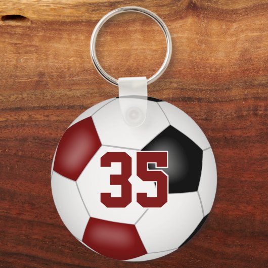 ブラックマルーンのサッカーチームのギフト女の子の男の子スポーツ キーホルダー (裏面)