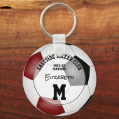 ブラックマルーンのサッカーチームのギフト女の子の男の子スポーツ キーホルダー (正面)