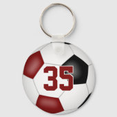 ブラックマルーンのサッカーチームのギフト女の子の男の子スポーツ キーホルダー (裏面)