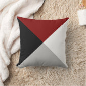 ブラックマルーン灰色と白抽象芸術幾何形状 クッション (ブランケット)