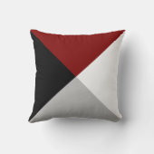 ブラックマルーン灰色と白抽象芸術幾何形状 クッション (裏面)