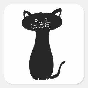 ブラックマンガ子猫 スクエアシール