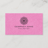ブラックマンダラ付きライトピンクバーラップリネン 名刺 (正面)
