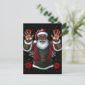 ブラックマンメラニンクリスマスサンタクロース醜いクリスマス シーズンポストカード (スタンド正面)