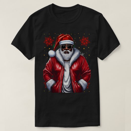 ブラックマンメラニンクリスマスサンタクロース醜いクリスマス Tシャツ (デザイン正面)