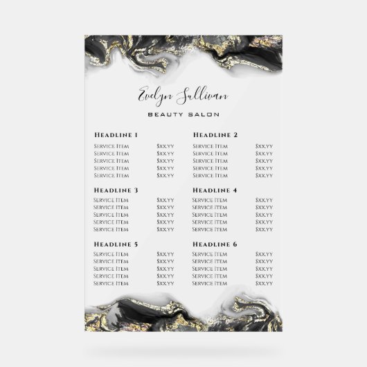 ブラックマーブリングデザイン価格表 アクリルサイン (正面)