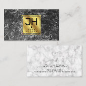 ブラックマーブルとゴールドのモダンなイニシャルBCビジネスカード 名刺 (正面/裏面)