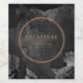 ブラックマーブルと金ゴールドメタリックルックラグジュアリー ワインラベル (シングルラベル)