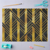 ブラックマーブルの黄金の幾何学的なアールデコ 薄葉紙 (クラフト)