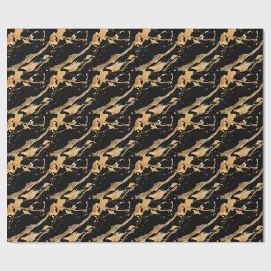 ブラックマーブルの黄金の静脈 – 抽象芸術ラックステクスチャ ラッピングペーパー (フラット)