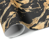 ブラックマーブルの黄金の静脈 – 抽象芸術ラックステクスチャ ラッピングペーパー (ロールコーナー)