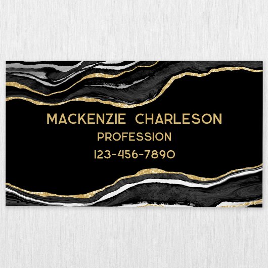 ブラックマーブルアゲテゲード金ゴールドグリッター マグネット名刺
