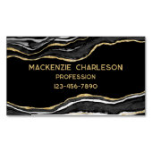 ブラックマーブルアゲテゲード金ゴールドグリッター マグネット名刺 (正面)