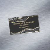 ブラックマーブルアゲテゲード金ゴールドグリッター マグネット名刺 (インサイチュ)