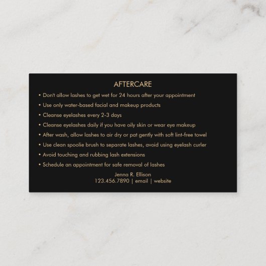 ブラックマーブルアゲートクラッシックシックなラッシュアフターケア 名刺 (裏面)