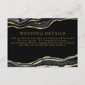 ブラックマーブルアゲート金ゴールド結婚グリッター詳細 エンクロージャーカード (正面)