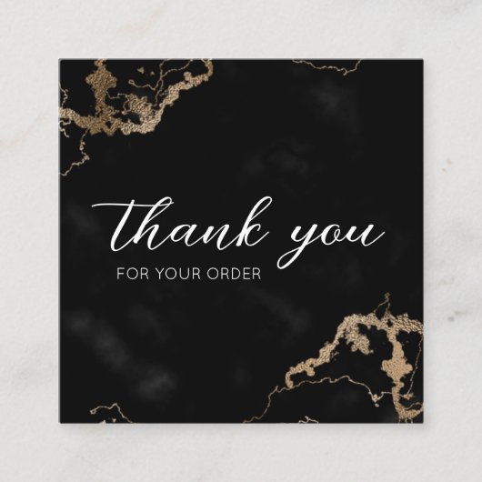 ブラックマーブルエレガント金ゴールドご購入ありがとうございます スクエア名刺 (正面)