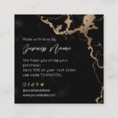 ブラックマーブルエレガント金ゴールドご購入ありがとうございます スクエア名刺 (裏面)