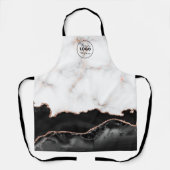 ブラックマーブルカスタムビジネスロパーソナライズされたゴ エプロン (正面)