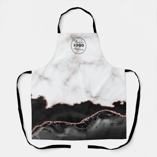 ブラックマーブルカスタムビジネスロパーソナライズされたゴ エプロン (正面)