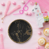 ブラックマーブルグラムゴールデンバートデイパーティー ペーパープレート (パーティー)