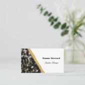 ブラックマーブルグラムゴールド&グリッター 名刺 (スタンド正面)