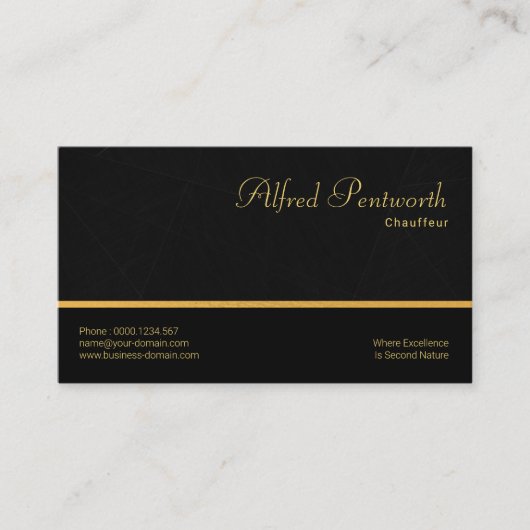 ブラックマーブルグランジ金ゴールドラシンプルイン運転手 名刺 (正面)