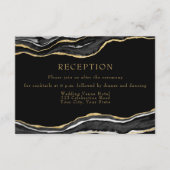ブラックマーブルゲート金ゴールドグリッターウェディングレセプション エンクロージャーカード (正面)