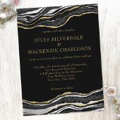 ブラックマーブルゲート金ゴールドグリッターエレガントウェディング ポストカード