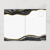 ブラックマーブルゲート金ゴールドグリッターエレガントウェディング ポストカード (裏面)