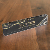 ブラックマーブルゲート金ゴールドグリッタービジネス披露宴 デスクネームプレート (側面)