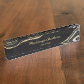 ブラックマーブルゲート金ゴールドグリッタープロフェッショナル デスクネームプレート (側面)