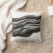 ブラックマーブルゲート金ゴールドグリッター クッション (ブランケット)