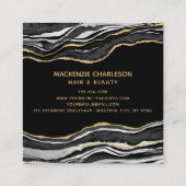 ブラックマーブルゲート金ゴールドグリッター スクエア名刺 (裏面)