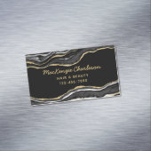 ブラックマーブルゲート金ゴールドグリッター マグネット名刺 (インサイチュ)