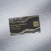 ブラックマーブルゲート金ゴールドグリッターQRコード マグネット名刺 (インサイチュ)